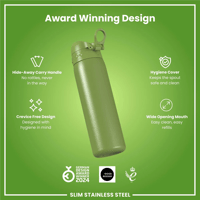 ION8ION8 - Paslanmaz Çelik İnce Suluk - Haki Yeşili - 600 ml - SızdırmazI8SS600KGRE