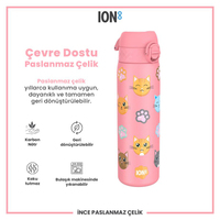 Ion8Ion8 - Paslanmaz Çelik İnce Suluk - Kediler - 600 ml - SızdırmazI8SS600PRCATS
