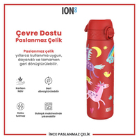 Ion8Ion8 - Paslanmaz Çelik İnce Suluk - Kırmızı Unicorn - 600 ml - SızdırmazI8SS600PRUNIC