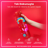 Ion8Ion8 - Paslanmaz Çelik İnce Suluk - Kırmızı Unicorn - 600 ml - SızdırmazI8SS600PRUNIC