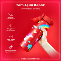 Ion8Ion8 - Paslanmaz Çelik İnce Suluk - Kırmızı Unicorn - 600 ml - SızdırmazI8SS600PRUNIC