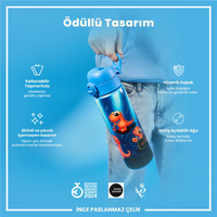 Ion8Ion8 - Paslanmaz Çelik İnce Suluk - Şarkıcı Dinozor - 600 ml - SızdırmazI8SS600PBDINOB