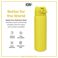 ION8ION8 - Paslanmaz Çelik İnce Suluk - Sarı - 600 ml - SızdırmazI8SS600YEL