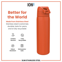 ION8ION8 - Paslanmaz Çelik İnce Suluk - Turuncu - 600 ml - SızdırmazI8SS600HORG