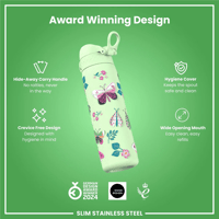 ION8ION8 - Paslanmaz Çelik İnce Suluk - Vahşi Kelebek - 600 ml - SızdırmazI8SS600PGBFLY