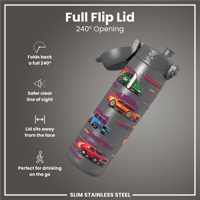 ION8ION8 - Paslanmaz Çelik İnce Suluk - Yarış Arabaları - 600 ml - SızdırmazI8SS600PGSCARS