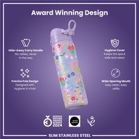 ION8ION8 - Paslanmaz Çelik İnce Suluk - Zarif Çiçekli - 600 ml - SızdırmazI8SS600PVFLOW