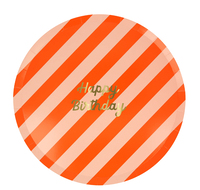 Meri Meri - Stripe Happy Birthday Dinner Plates - Çizgili Happy Birthday Tabaklar (L) (x8) Kategorisiz