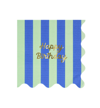 Meri Meri - Stripe Happy Birthday Large Napkins - Çizgili Happy Birthday Peçeteler (L) (x16) Kategorisiz