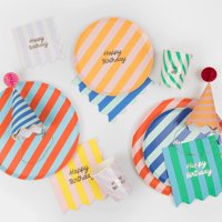 Meri Meri - Stripe Happy Birthday Side Plates - Çizgili Happy Birthday Tabaklar (M) (x8) Kategorisiz