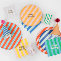 Meri Meri - Stripe Happy Birthday Dinner Plates - Çizgili Happy Birthday Tabaklar (L) (x8) Kategorisiz
