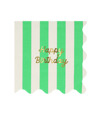 Meri Meri - Stripe Happy Birthday Large Napkins - Çizgili Happy Birthday Peçeteler (L) (x16) Kategorisiz