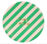 Meri Meri - Stripe Happy Birthday Dinner Plates - Çizgili Happy Birthday Tabaklar (L) (x8) Kategorisiz