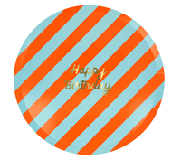 Meri Meri - Stripe Happy Birthday Dinner Plates - Çizgili Happy Birthday Tabaklar (L) (x8) Kategorisiz