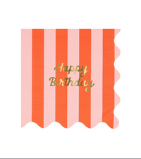 Meri Meri - Stripe Happy Birthday Large Napkins - Çizgili Happy Birthday Peçeteler (L) (x16) Kategorisiz