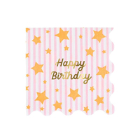 Meri MeriMeri Meri - Bright Star Happy Birthday Large Napkins - Parlak Yıldız Happy Birthday Peçeteler - L - 16 Adet300048