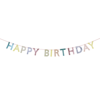 Meri MeriMeri Meri - Mixed Glitter Fabric Happy Birthday Garland - Karışık Simli Kumaş Mutlu Yıllar Asılan Süsü300156
