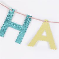 Meri MeriMeri Meri - Mixed Glitter Fabric Happy Birthday Garland - Karışık Simli Kumaş Mutlu Yıllar Asılan Süsü300156