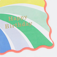 Meri MeriMeri Meri - Rainbow Swirl Happy Birthday Large Napkins - Gökkuşağı Desenli Happy Birthday Peçeteler - L - 16 Adet299985