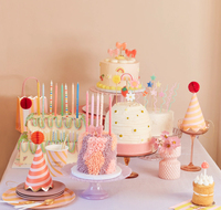 Meri Meri - Multi Stripe Candles - Multi Renkli Çizgili Mumlar (x16) Mumlar