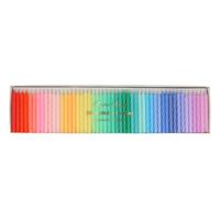 Meri Meri - Rainbow Twisted Mini Candles - Gökkuşağı Renk Kıvrımlı Mini Mumlar - 50'li Mumlar