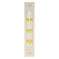 Meri Meri - Gold Bow Taper Candles - Altın Kurdele Detaylı Mumlar (2'li) Parti Malzemeleri