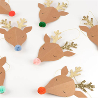 Meri Meri - Reindeer Party Hats - Ren Geyikleri Parti Şapkaları - 6lı Parti Şapkaları