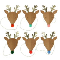 Meri Meri - Reindeer Party Hats - Ren Geyikleri Parti Şapkaları - 6lı Parti Şapkaları