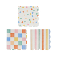 Meri Meri - Colourful Pattern Small Napkins - Renkli Desenler Peçeteler - S - 16'lı Peçeteler