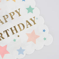 Meri Meri - Happy Birthday Stars Large Napkins - Happy Birthday Yıldızlar Peçeteler (x16) Peçeteler