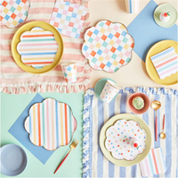 Meri Meri - Colourful Pattern Side Plates - Renkli Desenler Tabaklar - 8'li Tabaklar
