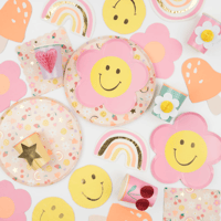 Meri Meri - Happy Face Flower Plates - Mutlu Yüz Çiçek Tabaklar (x8) Tabaklar