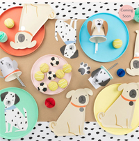 Meri Meri - Pug Plates - Yavru Köpek Tabaklar - 8'li Tabaklar
