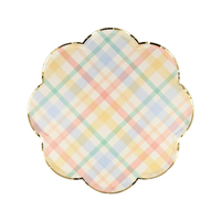 Meri Meri - Small Spring Plaid Plates - Bahar Yeri Tabaklar - S - 8'li Tabaklar