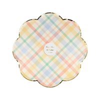 Meri Meri - Small Spring Plaid Plates - Bahar Yeri Tabaklar - S - 8'li Tabaklar