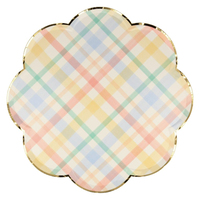 Meri Meri - Spring Plaid Dinner Plates - Bahar Yeri Tabaklar - L - 8'li Tabaklar