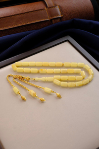 Altın Püskül Orjinal Damla Kehribar Tesbih (Amber), (مسبحة قطرة كهريبار)