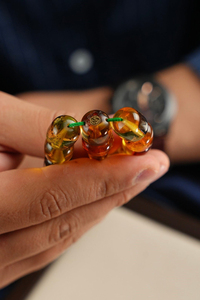 Antik Fosilli Özel Tasarım Efe Maskot Damla Kehribar Tesbih (Amber), (مسبحة قطرة كهريبار)