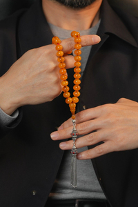 Bahadır Kılıç Usta İşçiliği Eski Osmanlı Gümüş Tasarım Tesbih (Antique Faturan Amber Beads فاتوران عنبر خرز عتيق)
