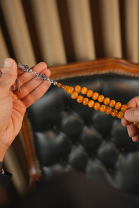 Bahadır Kılıç Usta İşçiliği Eski Osmanlı Gümüş Tasarım Tesbih (Antique Faturan Amber Beads فاتوران عنبر خرز عتيق)
