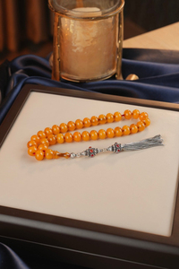 Bahadır Kılıç Usta İşçiliği Eski Osmanlı Gümüş Tasarım Tesbih (Antique Faturan Amber Beads فاتوران عنبر خرز عتيق)