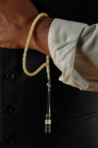 Bilek Boy Damla Kehribar Gümüş Tasarım Kapsül Model Tesbih (Amber), (مسبحة قطرة كهريبار)