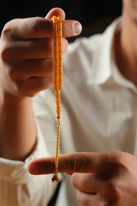 Bilek Boy Gold Gümüş Tasarım Kesme Model Sarı Ateş Kehribar Tesbih