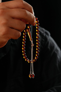 Bilek Boy Orjinal Damla Kehribar Gümüş Tasarım Tesbih (Amber), (مسبحة قطرة كهريبار)