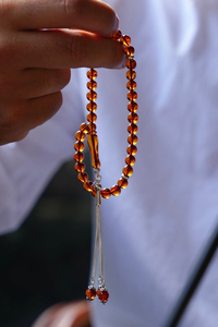 Bilek Boy Orjinal Damla Kehribar Gümüş Tasarım Tesbih (Amber), (مسبحة قطرة كهريبار)