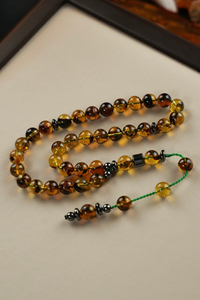 Fosilli Bilek Boy Litvanya Damla Kehribar Tesbih (Amber), (مسبحة قطرة كهريبار)