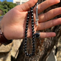 İsimli Oltu Taşı Tesbih ve Gümüş Yüzük Kombini