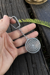 Kalkan Motif Gümüş Telkari Anahtarlık