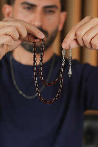 Kapsül Model Metal Tasarım Kahverengi Ateş-i Sıkma Kehribar Tesbih