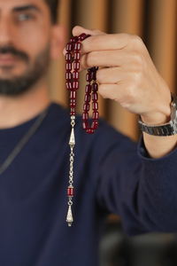 Kapsül Model Metal Tasarım Vişne Ateş-i Sıkma Kehribar Tesbih
